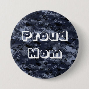 Proud Mum U.S. Military Blue Camouflage Button