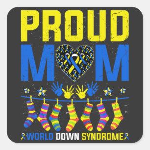 Proud Mum World Down Syndrome Awareness Day Ribbon Square Sticker