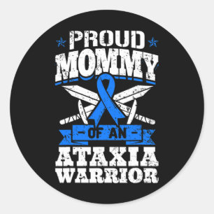 Proud Mummy Of An Ataxia Warrior Awareness Ribbon Classic Round Sticker