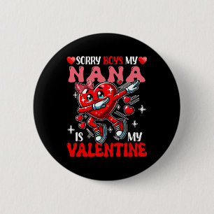 Proud My Nana Is My Valentine's Day Dabbing Heart 6 Cm Round Badge