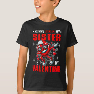 Proud My Sister Is My Valentine Dabbing Heart T-Shirt