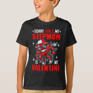 Proud My Stepmom Is My Valentine Dabbing Heart T-Shirt