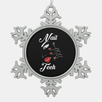 Proud Nail Tech Snowflake Pewter Christmas Ornament