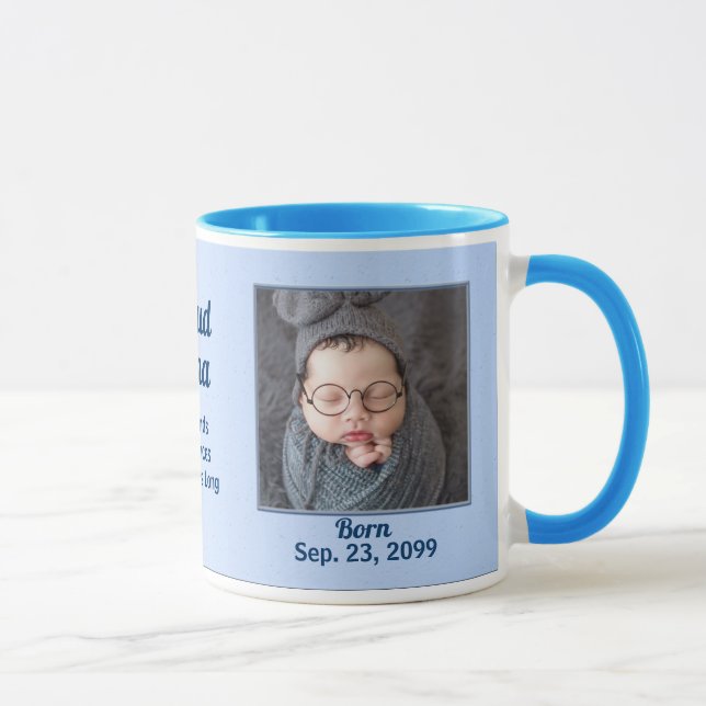 Proud NANA Blue New Baby Boy 2 Photo Mug (Right)