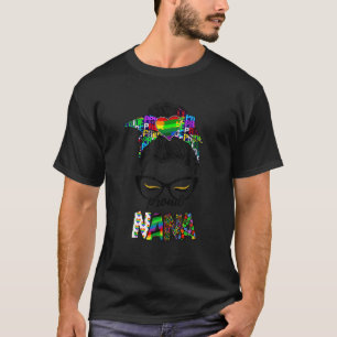 Proud Nana LGBT Pride Rainbow Messy Bun Hair Mothe T-Shirt