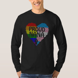 Proud Nana Lgbt With Rainbow And Transgender Flag  T-Shirt