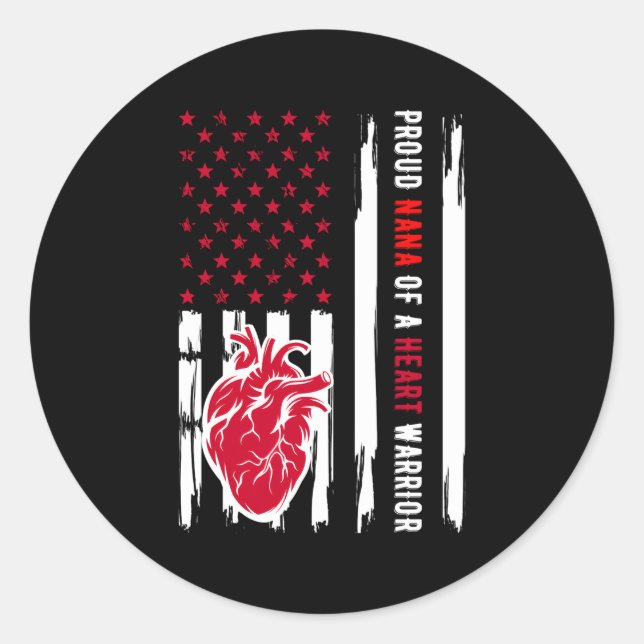 Proud Nana Of A He Warrior Chd Awareness Classic Round Sticker (Front)