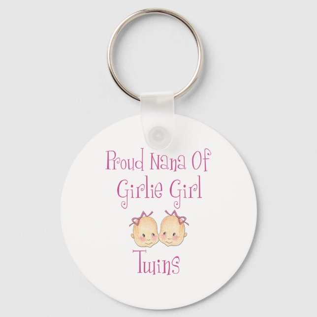 Proud Nana of Girl Twins Key Ring (Front)