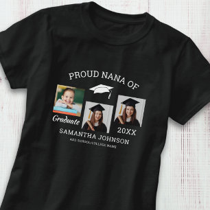 Proud Nana of Graduate 3 Photo Graduation Black T-Shirt