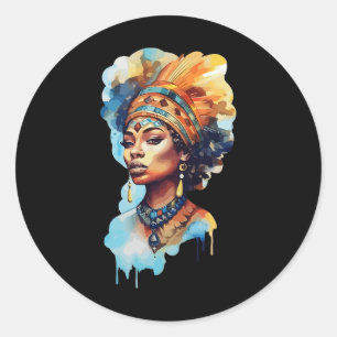 Proud Native Afro American Woman Spiritual Melanin Classic Round Sticker
