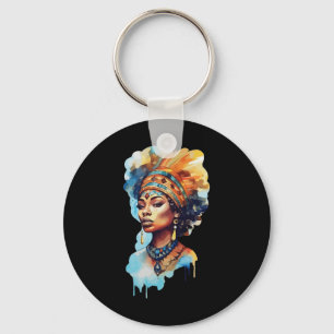 Proud Native Afro American Woman Spiritual Melanin Key Ring
