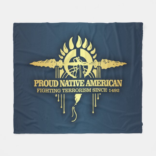 Proud Native American (Fighting Terrorism) Fleece Blanket (Front (Horizontal))