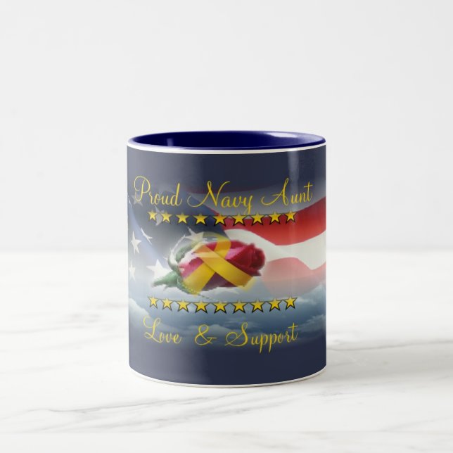 Proud Navy Aunt Two-Tone Coffee Mug (Center)
