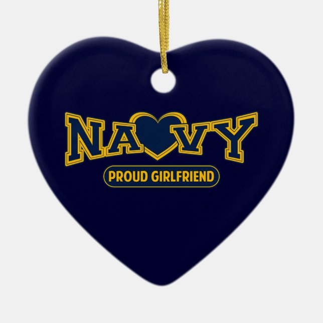 Proud Navy Girlfriend Ceramic Tree Decoration (Front)