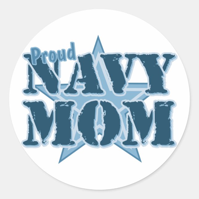 Proud Navy Mum Classic Round Sticker (Front)