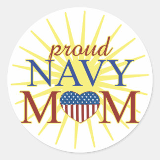 Proud Navy Mum Classic Round Sticker