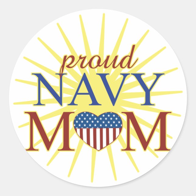Proud Navy Mum Classic Round Sticker (Front)