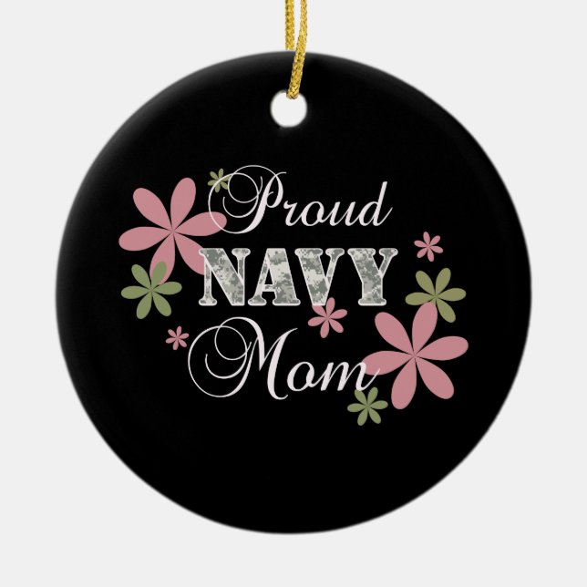 Proud Navy Mum [fl c] Ceramic Tree Decoration (Front)
