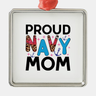 Proud Navy Mum Metal Tree Decoration
