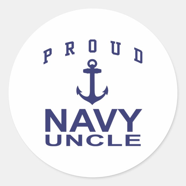 Proud Navy Uncle Classic Round Sticker (Front)