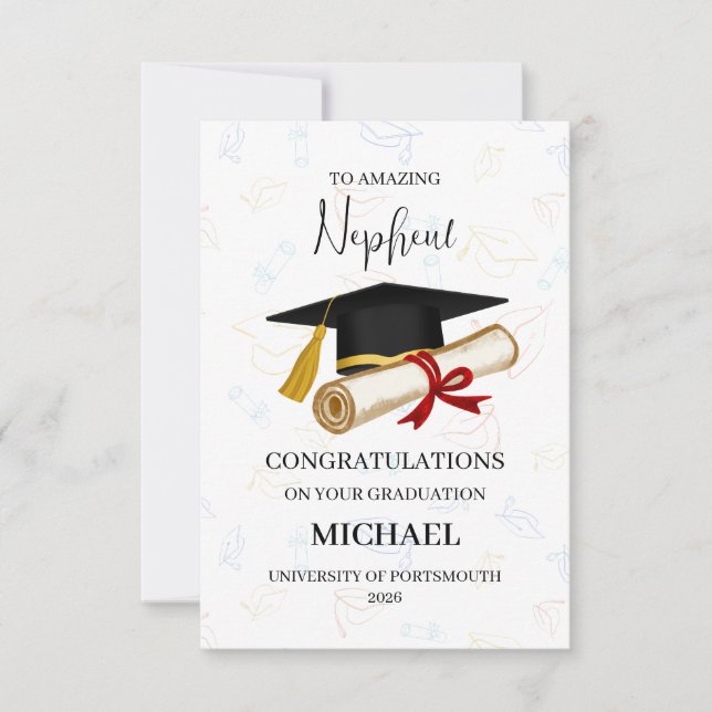 Proud Nephew Graduation Personalised Card (Front)