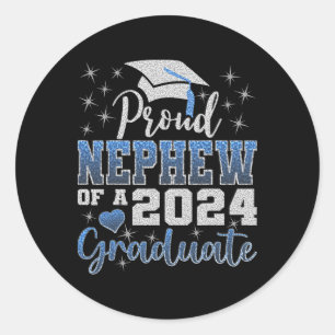Proud Nephew Of 2024 Graduate Awesome Family Colle Classic Round Sticker