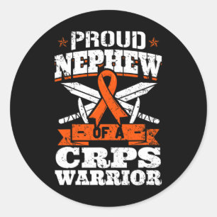 Proud Nephew Of A CRPS Warrior RSD Awareness Ribbo Classic Round Sticker