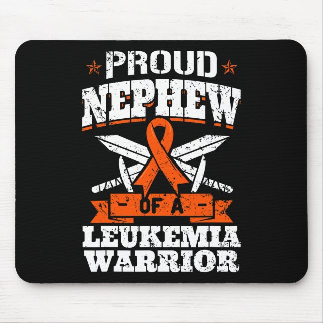 Proud Nephew Of A Leukaemia Warrior Awareness Bloo Mouse Mat (Front)