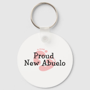 Proud New Abuelo Baby Girl Footprints Key Ring