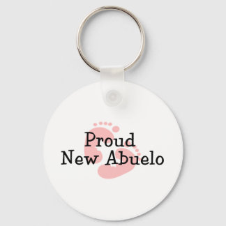 Proud New Abuelo Baby Girl Footprints Key Ring