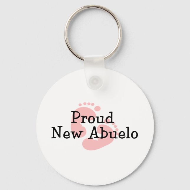 Proud New Abuelo Baby Girl Footprints Key Ring (Front)