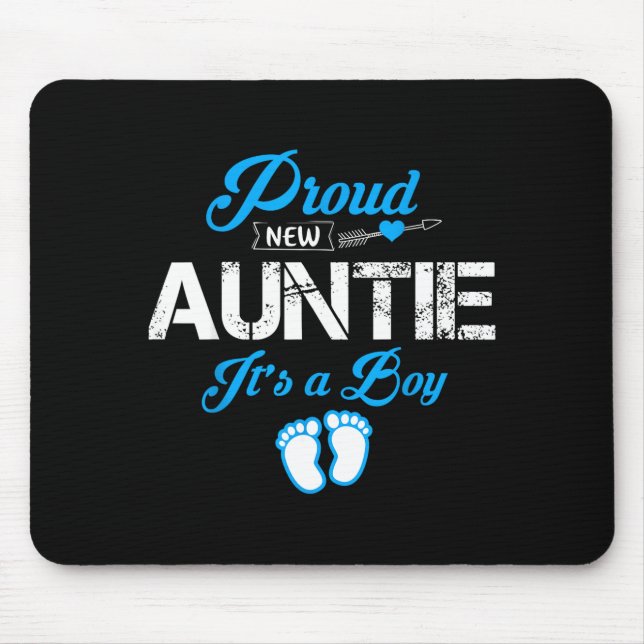 Proud New Auntie It's A Boy Gender Reveal Funny Fa Mouse Mat (Front)