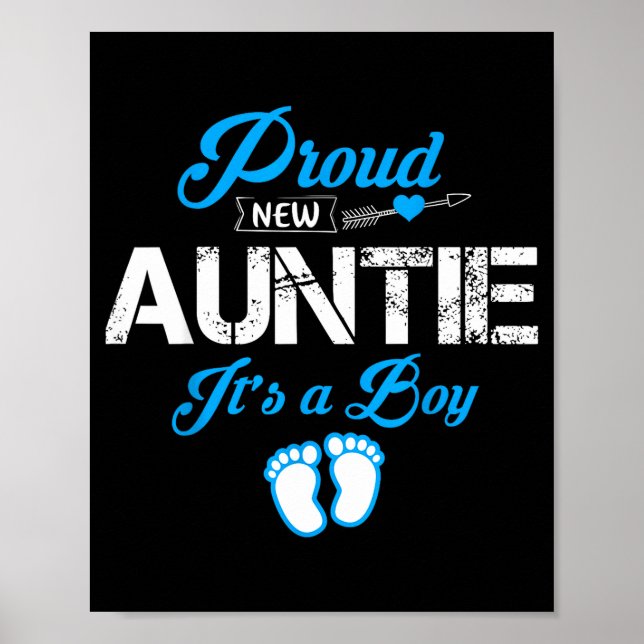 Proud New Auntie It's A Boy Gender Reveal Funny Fa Poster (Front)