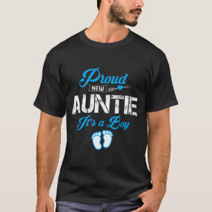 Proud New Auntie It's A Boy Gender Reveal Funny Fa T-Shirt