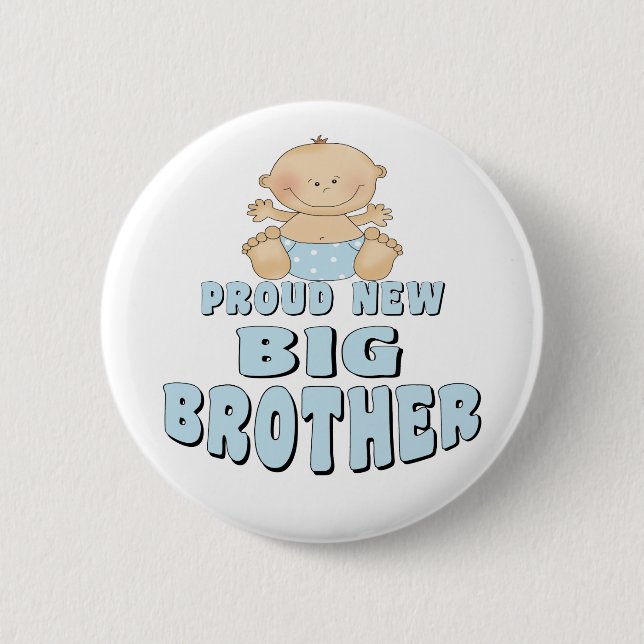 Proud New Big Brother Boy 6 Cm Round Badge (Front)