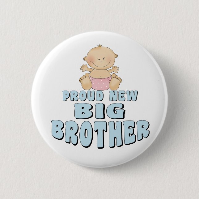 Proud New Big Brother Girl 6 Cm Round Badge (Front)