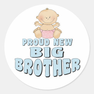 Proud New Big Brother Girl Classic Round Sticker