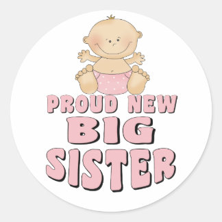 Proud New Big Sister Girl Classic Round Sticker