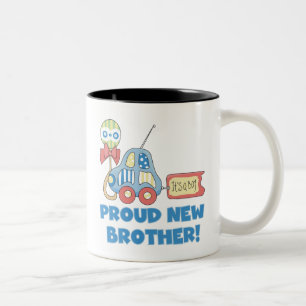 Proud New Brother-It's a Boy Two-Tone Coffee Mug