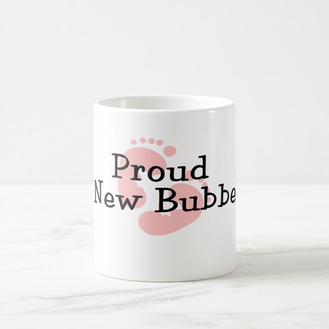 Proud New Bubbe Baby Girl Footprints Coffee Mug (Center)