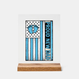 Proud New Dad Baby Feet Flag Vector Design_1 Acrylic Sign