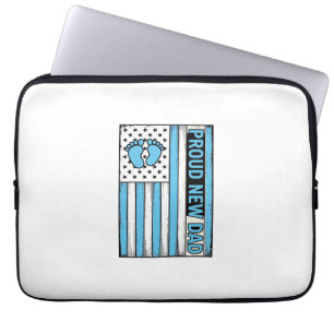 Proud New Dad Baby Feet Flag Vector Design_1 Laptop Sleeve