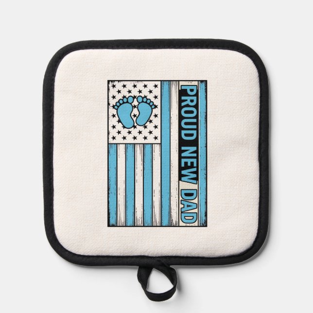 Proud New Dad Baby Feet Flag Vector Design_1 Pot Holder (Front)