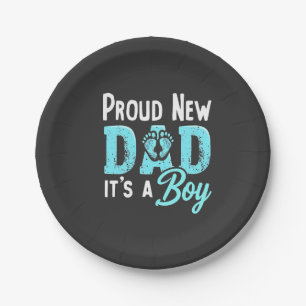 Proud New Dad It's a Boy Gender Reveal Dad To be  Paper Plate