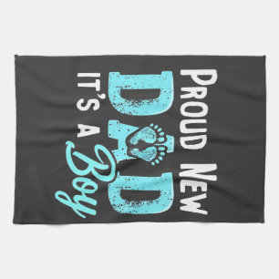 Proud New Dad It's a Boy Gender Reveal Dad To be Tea Towel