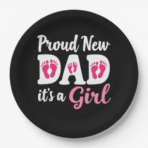 Proud New Dad It's a Girl Gender Reveal Dad To Be  Paper Plate
