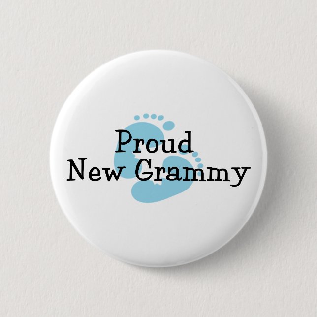 Proud New Grammy Baby Boy Footprints 6 Cm Round Badge (Front)