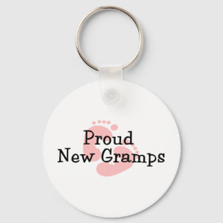 Proud New Gramps Baby Girl Footprints Key Ring