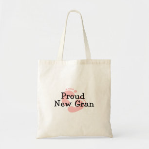Proud New Gran Baby Girl Footprints Tote Bag
