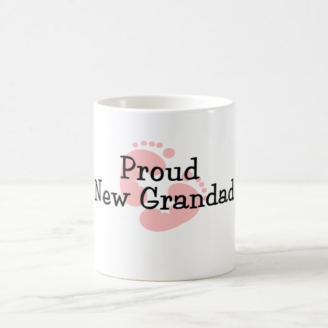 Proud New Grandad Baby Girl Footprints Coffee Mug (Center)